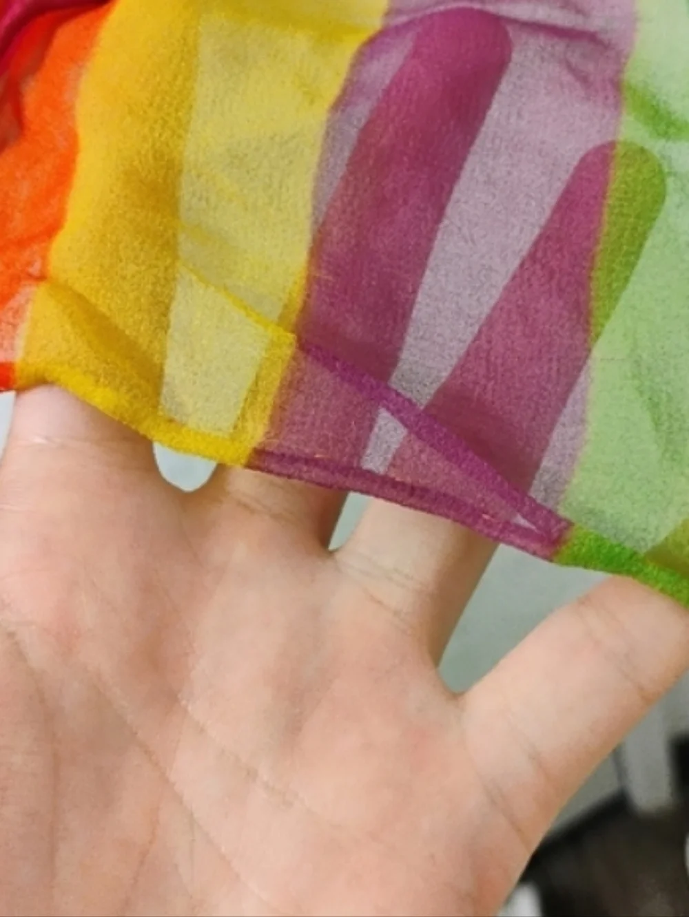 Vintage 1970s Technicolor Striped Rainbow Scarf Silk OS